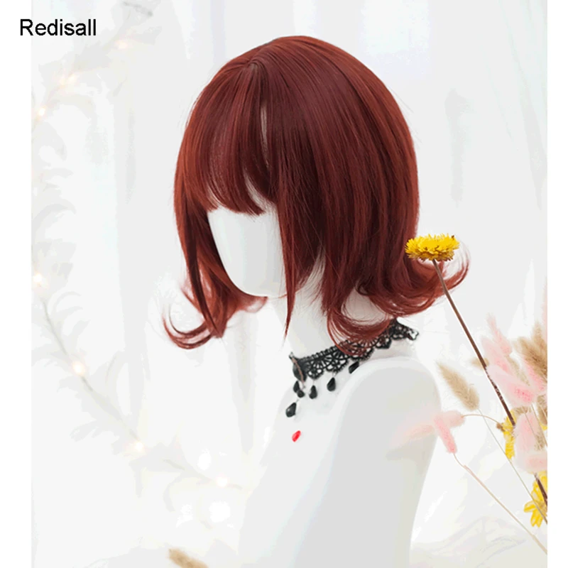 Винно-красный парик в стиле Харадзюку Лолита милые вьющиеся короткие