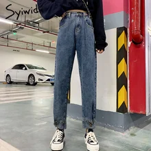 Джинсы с высокой талией; большие размеры; джинсы для мамы; женские винтажные потертые брюки до щиколотки с покрытием; джинсовые брюки из хлопка; ; сезон осень-зима; повседневные