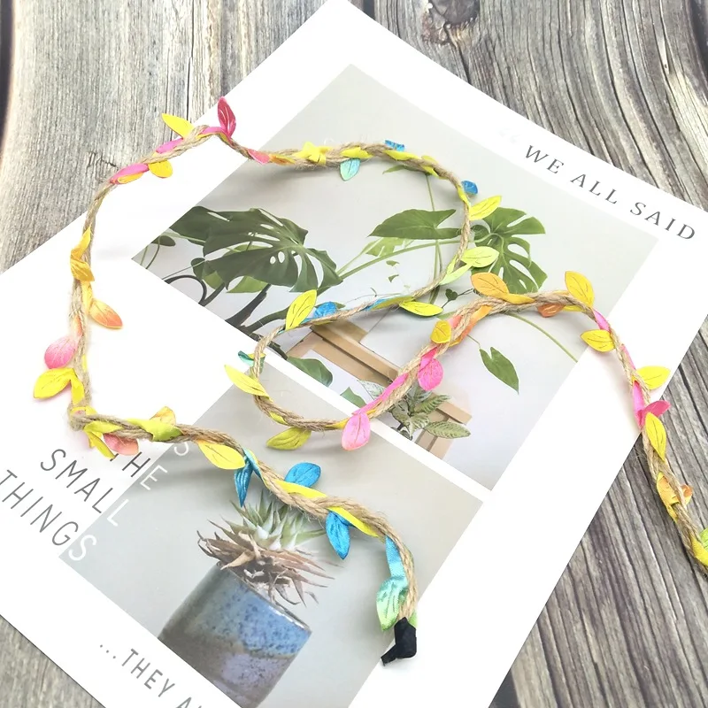 5 мм ярдов имитация зеленых листьев плетеная пеньковая веревка сделай сам