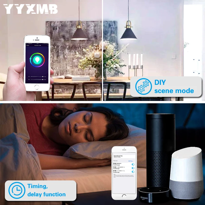 YYXMB Умный дом WiFi Свеча лампа RGB+ WW+ CW Диммируемый светодиодный светильник поддержка Amazon ECHO/Google Home/IFTTT умный голосовой контроль