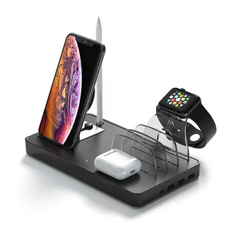 

60W 4 Ports Charger Station With Fast Charge 10W Wireless Fast Charge Charging Station for Mobile Phone Tablet Smart Devices