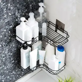 

1Bathroom Punch-Free Shelf Metal Shelf Wrought Iron Storage Rack Firm Shower Kitchen Fitted Wall Organizer Rack Shelves For Wall