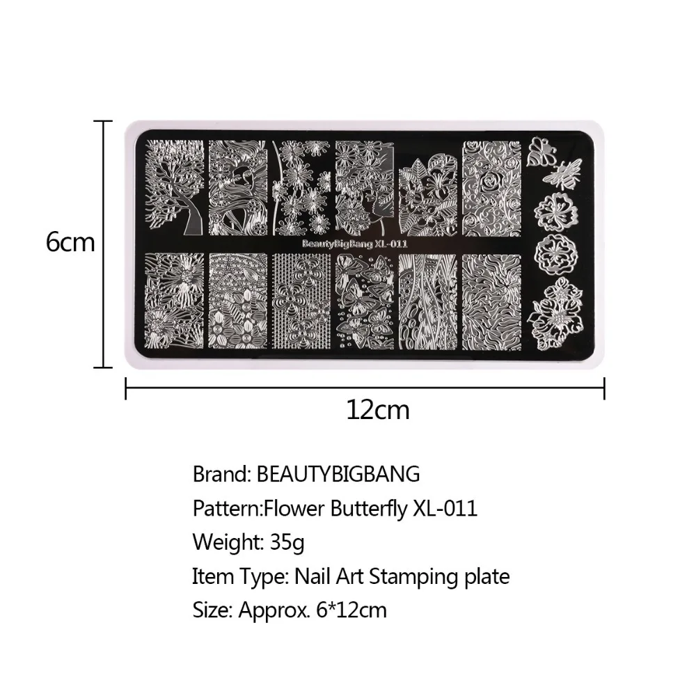 Beautybigbang нержавеющая сталь для ногтей штамповки пластины панда кружева стиль штамп для ногтей штамп Carimbo de unha штамповка пластины для ногтей искусство