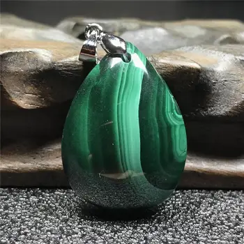

100% Natural Green Malachite Pendant For Woman Lady Man Water Drop Crystal Silver 30x22x9mm Beads Stone Fashion Jewelry AAAAA