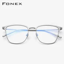 Оправа для очков из чистого титана, Мужские квадратные очки по рецепту, винтажные оптические очки для близорукости, очки для мужчин 866