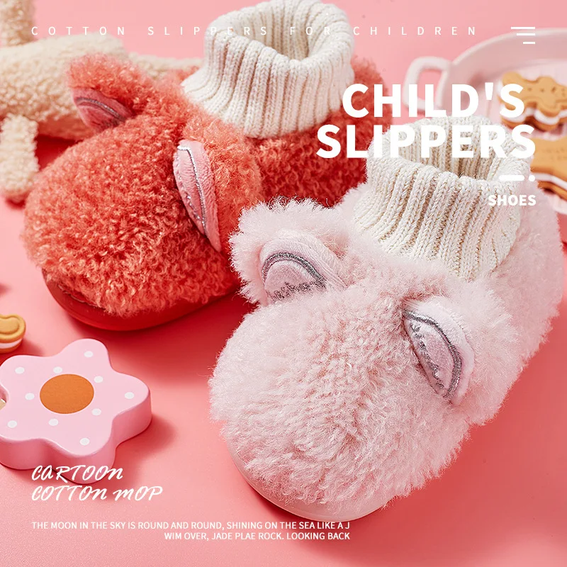 

Newborn Baby Cotton Shoes 1-3 Year Old Girl Toddler Cartoon Animal Shoes Rabbit Pink Shoes Non-slip Warm Winter Cotton Boots