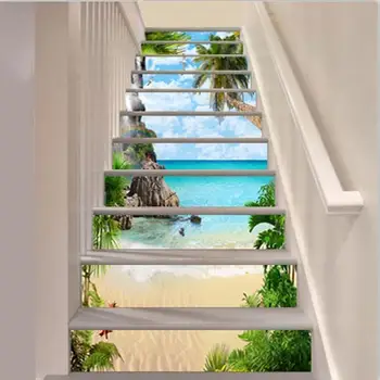 

13Pcs/Set Stylish Silent Sea Scenery Stairs Step Sticker Decals Home Decoration