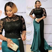 Черные платья знаменитостей с кружевами Русалка половина рукава красная ковровая дорожка праздничная одежда Формальные Вечерние платья размера плюс на заказ