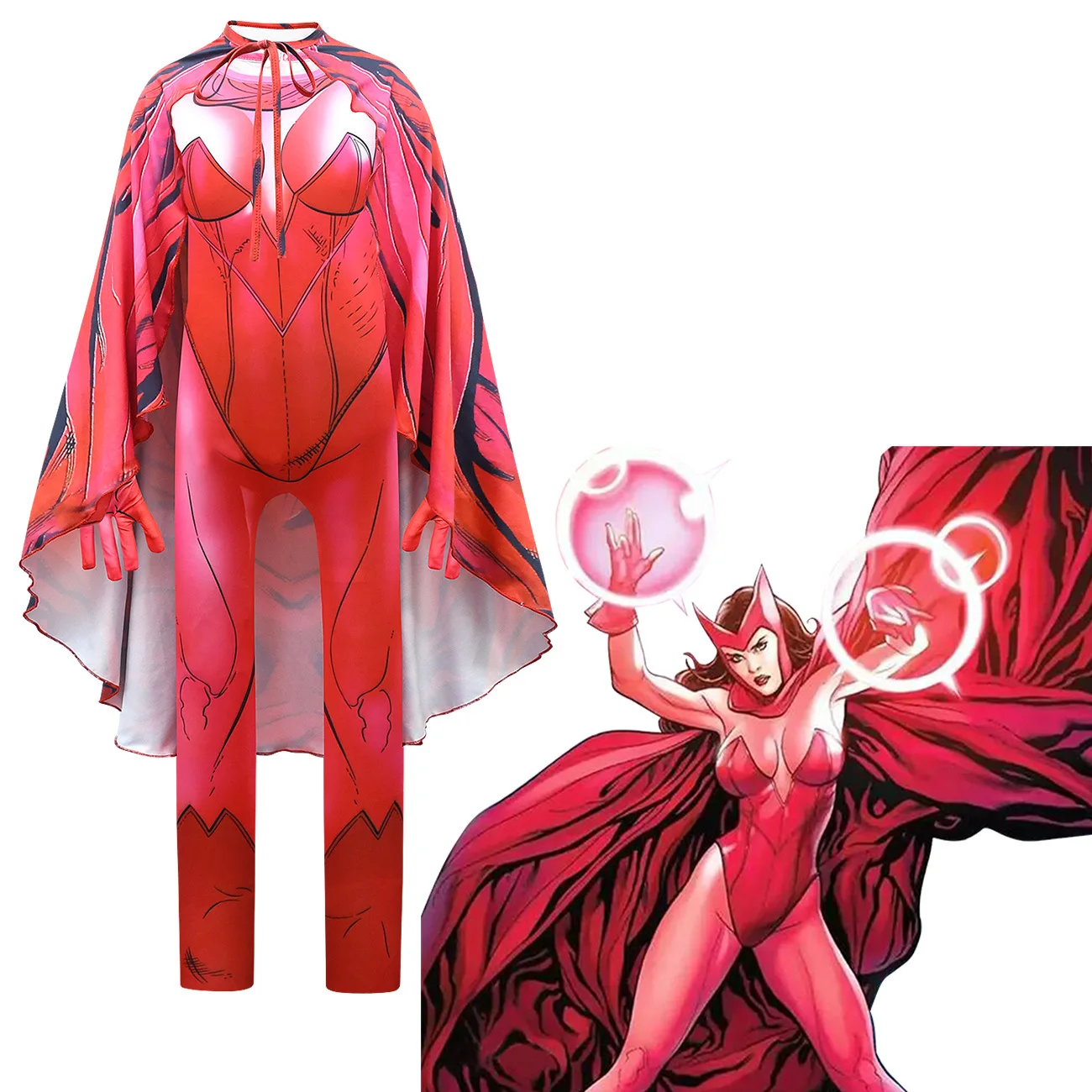Kids Wanda Vision Halloween Costume Girls Jumpsuit Scarlet Witch Wanda