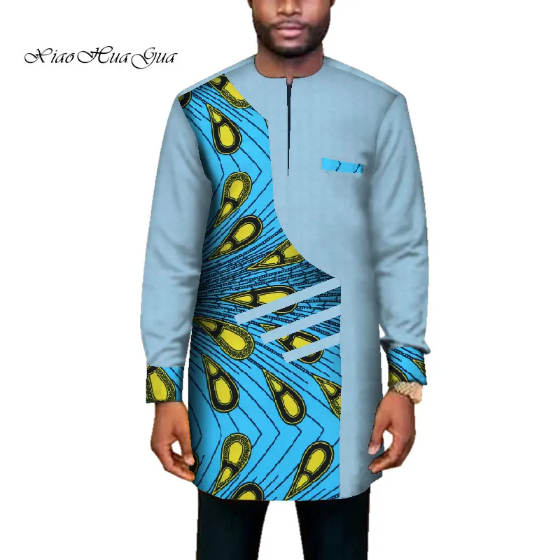 Тренд африканская Мужская одежда Мужская длинная SleevePatchwork Дашики Длинный топ Африканский принт Повседневная Свадебная африканская одежда WYN669 - Цвет: 12