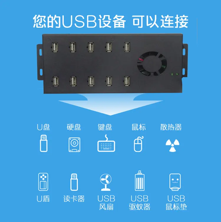 Промышленный центр 10-Порты и разъёмы группа Управление концентратор USB2.0 сплиттер