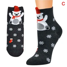 Рождественские носки для женщин, осенне-зимние теплые носки с рисунком Санта-Клауса и оленя, женские носки NIN668