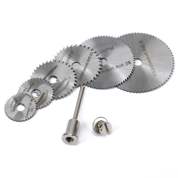 7 шт. Набор Мини HSS Циркулярный пильный диск роторный инструмент для Dremel металлический резак Электроинструмент набор дерева режущие диски дрель оправка среза
