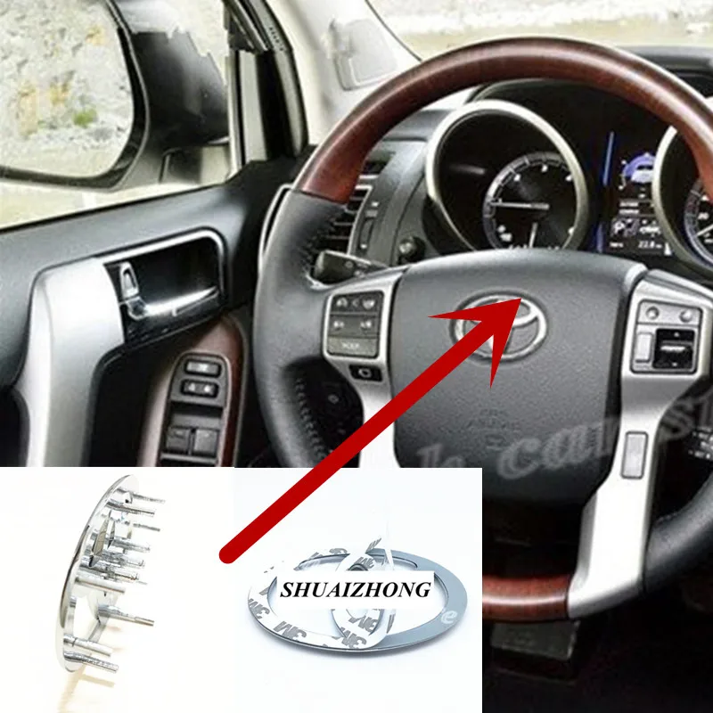 

High quality Silver PVC Plating ABS Chrome Auto Car Steering Wheel Logo Badge Emblem Sticker Decals Auto Accessories Car Styling