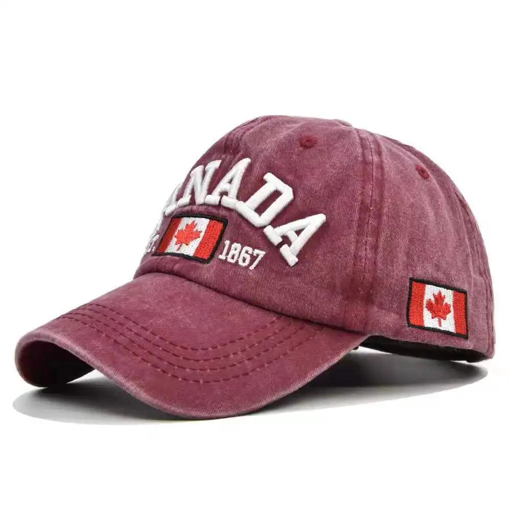 2021 New Fashion Washed Gorras Canada Baseball Cap Flag Of Canada Hat Snapback Adjustable Mens Baseball Caps Brand Snapback Hat winter baseball cap