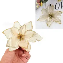 10 шт. Рождественская елка, орнамент, венок, подарок, вечерние украшения, для дома, блестки, пуансеттия, искусственные цветы, праздничный стол, поддельные Свадебные