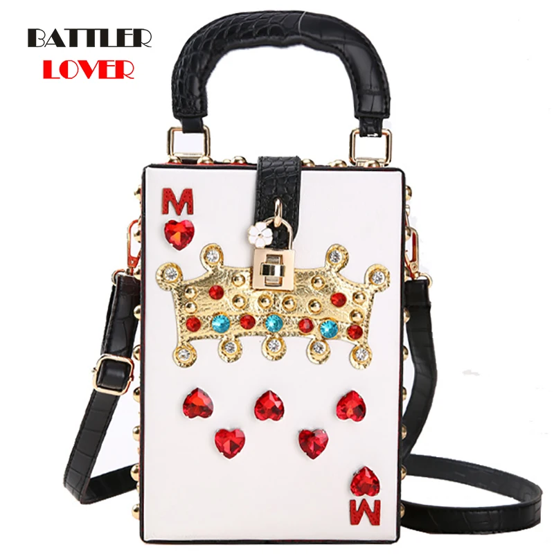 2019 Luxury Crossbody Bag Popular Womens Diamonds Queen Purse High Quality Shoulder Bags Ladies Evening Bags Box Clutch Handbag