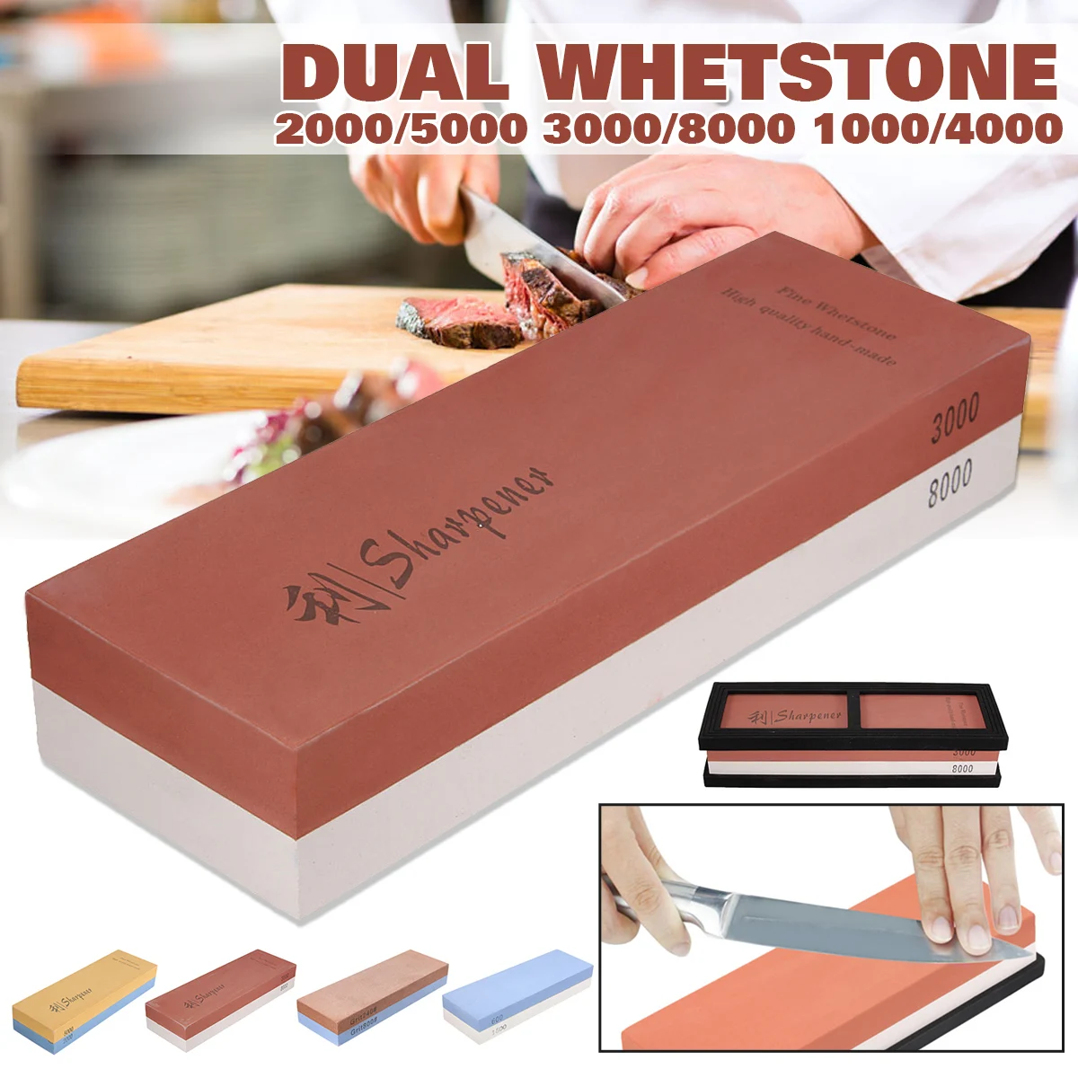 

240 600 1000 3000grit Kitchen Tool Knife Sharpener Whetstone Sharpening Stones grinding stone System water stone