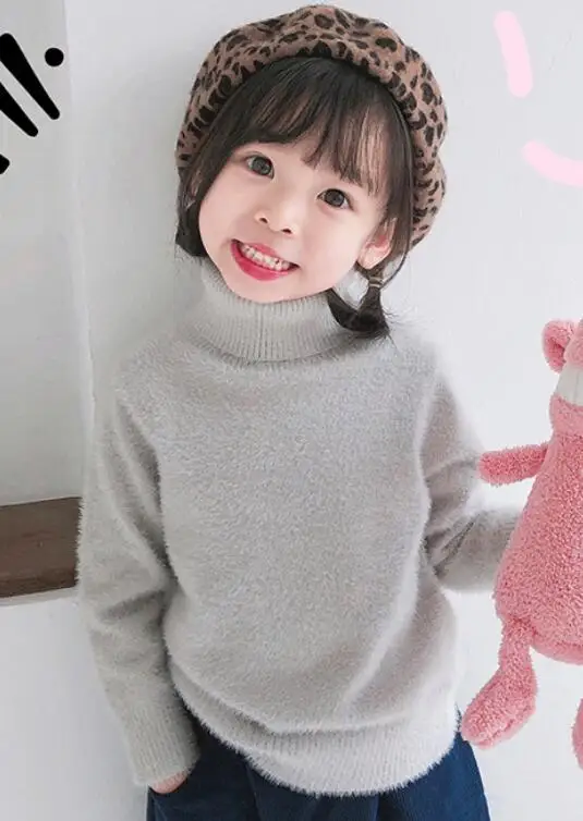 gray kids sweaters Осень-зима теплая одежда с длинными рукавами для маленьких мальчиков и девочек Свитер с воротником вязаный детский пуловер, Свитера для детей, для малышей, одежда JW5024 - Цвет: gray kids sweaters