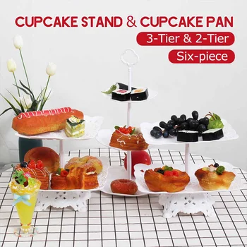 

3 Tier Cake Stand Afternoon Tea Wedding Plates Party Tableware New Bakeware Plastic Tray Display Rack Cake Decorating Tools