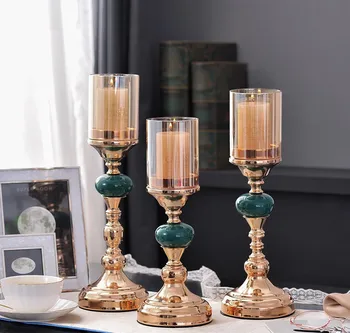 

Crystal Candle Holders Nordic Luxury Romantic retro home furnishing candle cup stand Wedding Gold Glass Candlestick Ornaments
