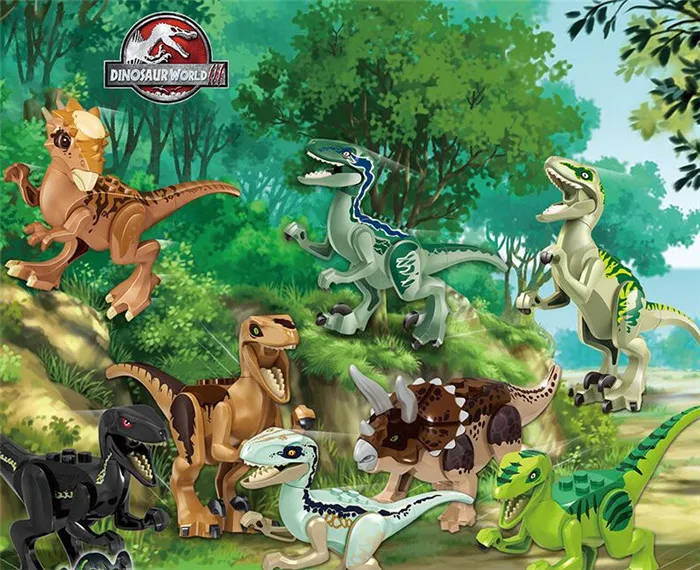 8 Pcs Dinosaurs World Dinosaurs Figures Building Blocks Bricks Tyrannosaurus Assemble Dinosaurs Classic Kids Toy For Gift