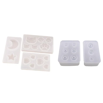 

3pcs Cat Bear Paw Heart Moon Star Silicone Mold Resin Silicone Mould & 2pcs Diy Egg Ball Shape Type Silicone Mould