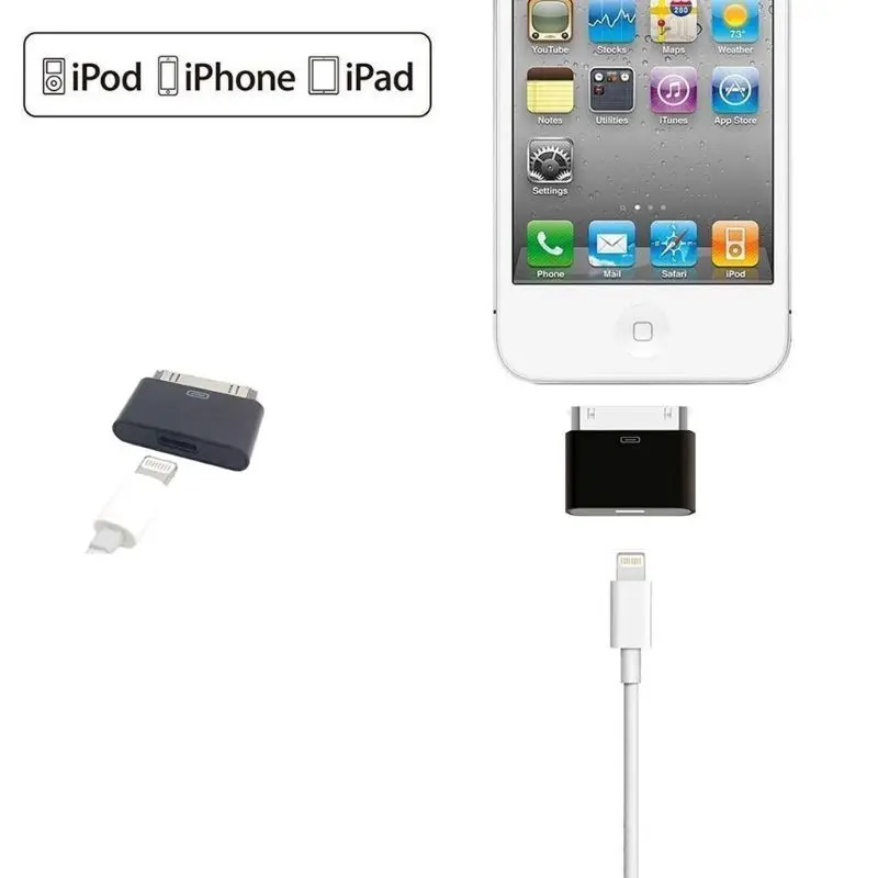 8pin Женский к 30pin Мужской адаптер конвертер для iPhone4 4S iPad 2 3 iPod Touch 4