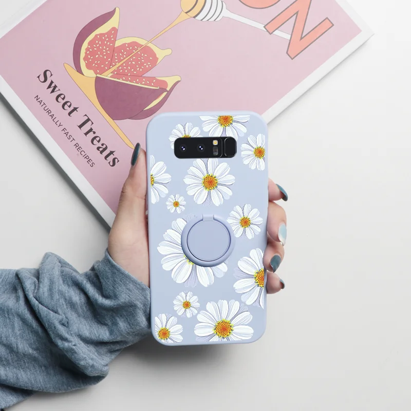 For Samsung Galaxy Note 10 9 8 Case Magnetic Ring Holder Fundas For Samsung GalaxyNote10 GalaxyNote9 GalaxyNote8 Flower TPU Etui kawaii samsung cases Cases For Samsung