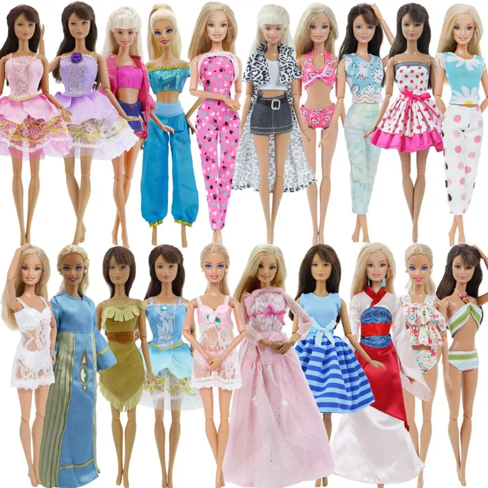 

Randomly Pick 5 Sets Doll outfit Dress Swimsuit Pajama Skirt Trousers Pants Blouse Clothes for Barbie Doll Accessories Toy