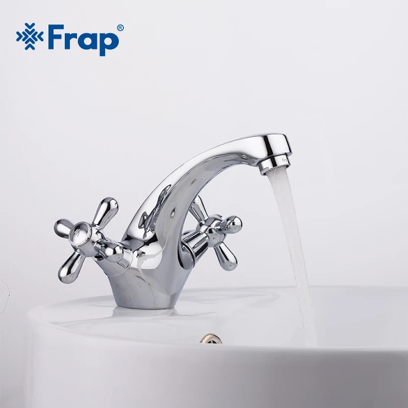 

Frap Brass Chrome Polished Kitchen Tap Deck Mounted Single Hole Dual Holder Kitchen Faucet Cold and Hot Water Mixers Crane F1025