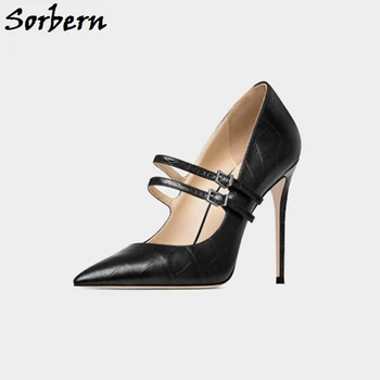 

Sorbern Mary Janes Women Pump High Heel Pointy Toe Shoes Slip On Stilettos Custom Size 15 Womens Shoes Mature Style Shoe Lady