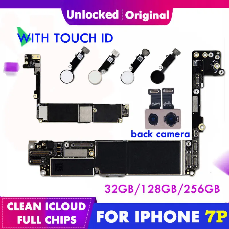 Оригинальная материнская плата для iPhone 7 Plus 5,5 ''с кнопкой Touch ID Home 7p Материнская плата iCloud разблокировка 7plus IOS
