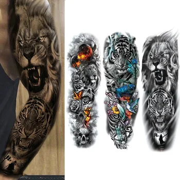 

Large Arm Sleeve Tattoo Sticker Lucifer Angel Eagle Waterproof Temporary Tatto Sticker Hell Satan Body Art Arm Fake Tatoo Men