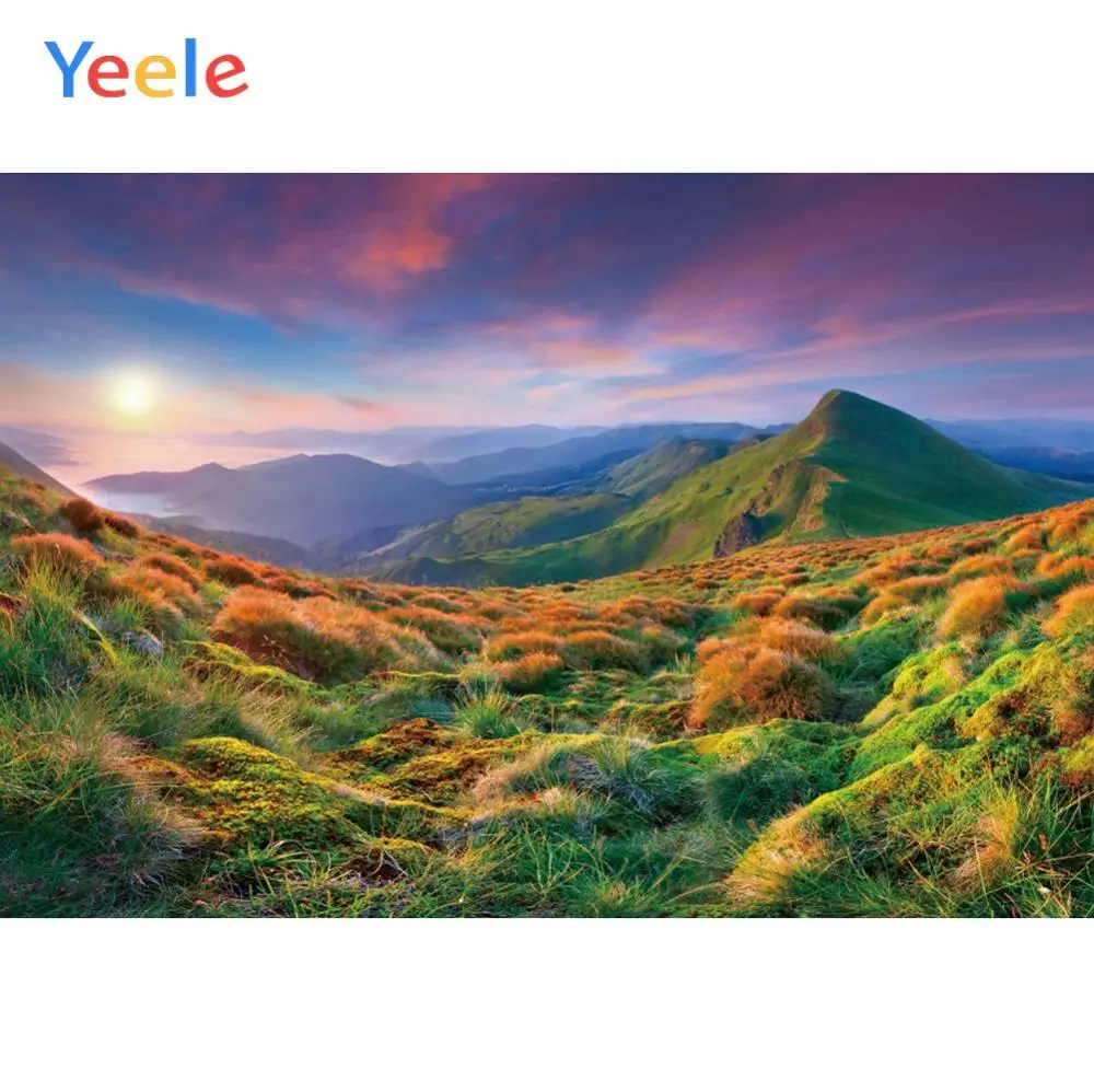 Yeele пейзаж фотосессия лужайка горы рассвет Ins фотографии фоны персонализированные фотографии фоны для фотостудии