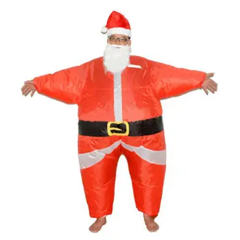 

Funny Christmas Inflatable Santa Claus Costume Jumpsuit Air Fan Operated Blow Up Xmas Suit Christmas Party Inflatable Dress sets