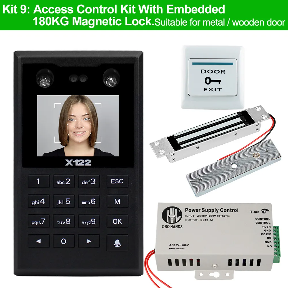 kit9 TCP/IP отпечаток лица система контроля доступа биометрические с программным обеспечением распознавание ладони лица+ электромагнитные дверь замки - Цвет: kit9