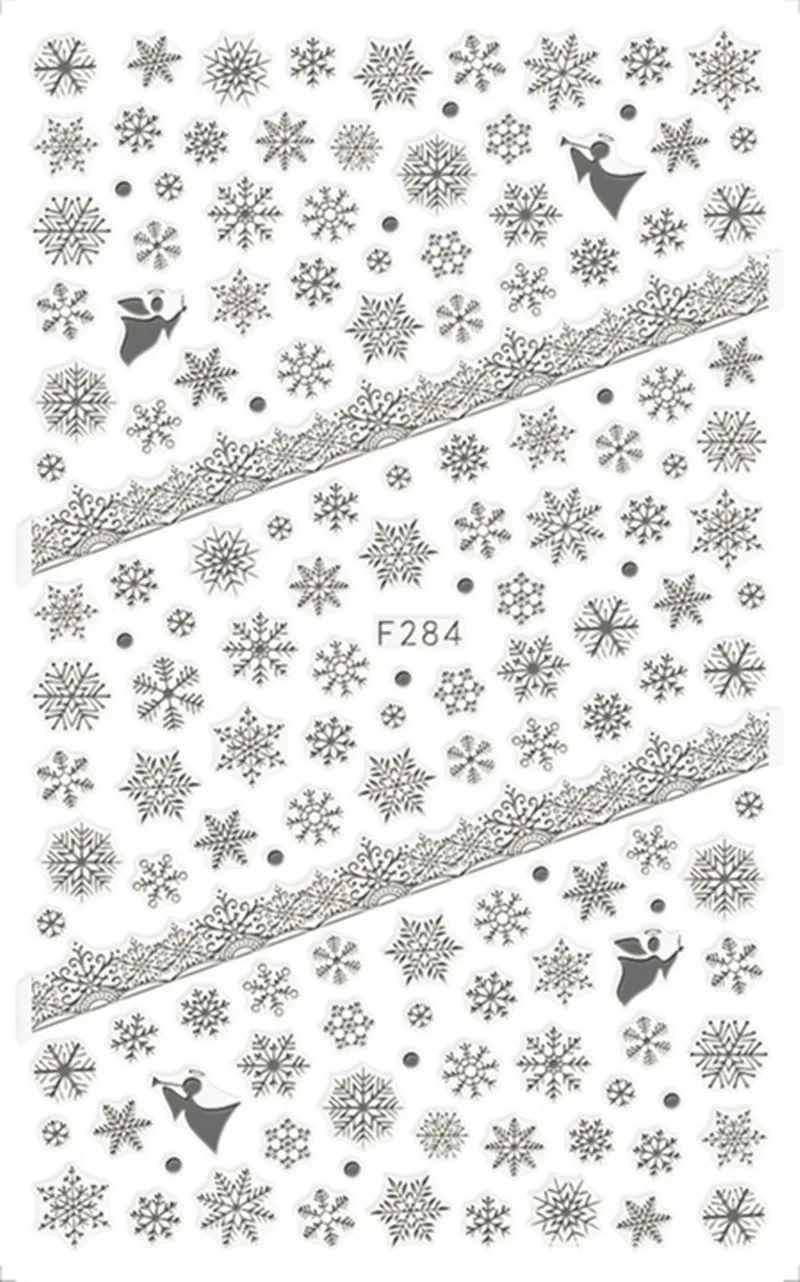F284 Silver 1 шт снежинка снег стиль ногтей стикер s Рождество Смешанный олень/снежинка изображения Советы украшения для ногтей своими руками наклейка F281-284 - Цвет: F284 Silver