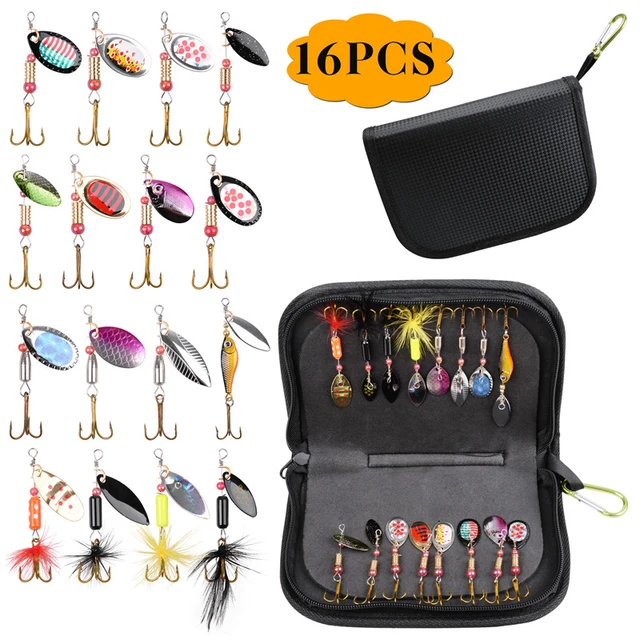 16Pcs Fishing Lure fishing spinner lure spoon set Bass Trout Salmon Hard  Metal Spinner Baits with lure Fishing Tackle bag - AliExpress