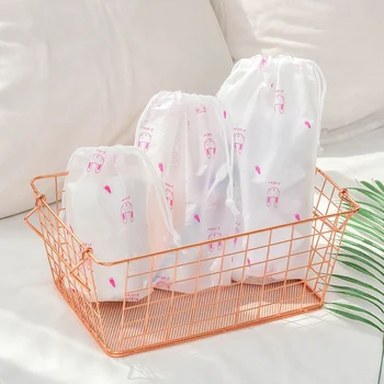 

Cartoon Drawstring Bag Portable Travel Cosmetics Storage Bag Dustproof Waterproof Clothing Organizer