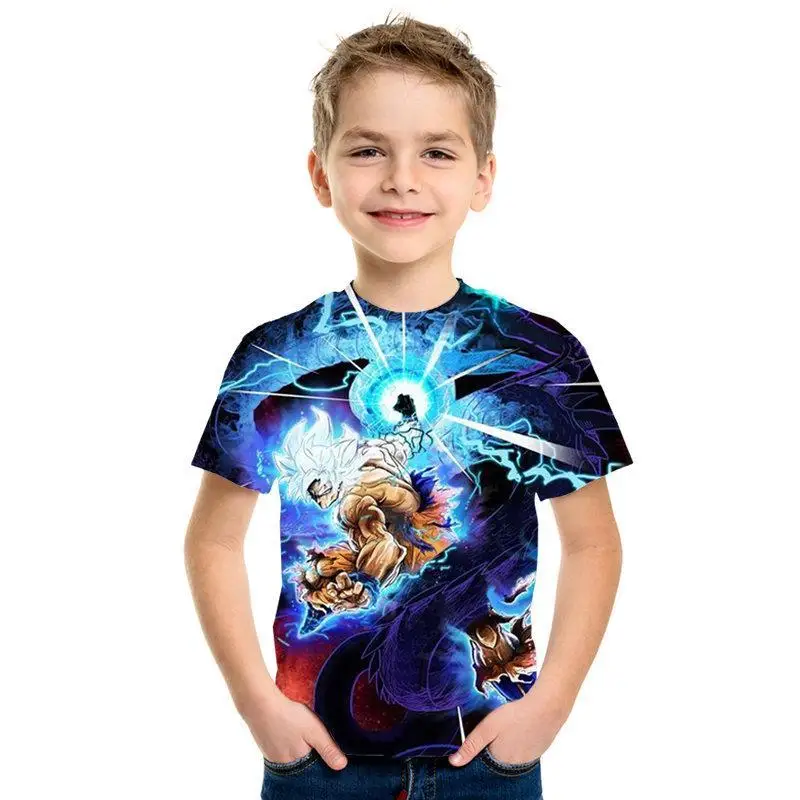 Dragon Ball Z Goku Saiyan/Shenlong patrn Dragon Ball анимацин nios camiseta nios Топы camiseta hombres nias camiseta Прямая поставка