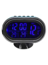  12V 24V Clocks 4 in 1 Time Date Dual Temperature Auto Digital Car Thermometer Voltage Meter Monitor Luminous Clock Freeze Alert 