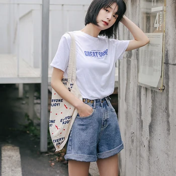 

Streetwear High Waist Wide Leg Denim Shorts For Women 2019 New Jean Shorts Women Summer Korean Style Women Loose Short Shorts