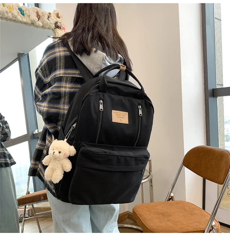 JULYCCINO  Multifunction Double Zipper Women Backpack Teenager Girls Laptop Backpack Student Shoulder Bag Korean Style Schoolbag fashionable travel backpacks