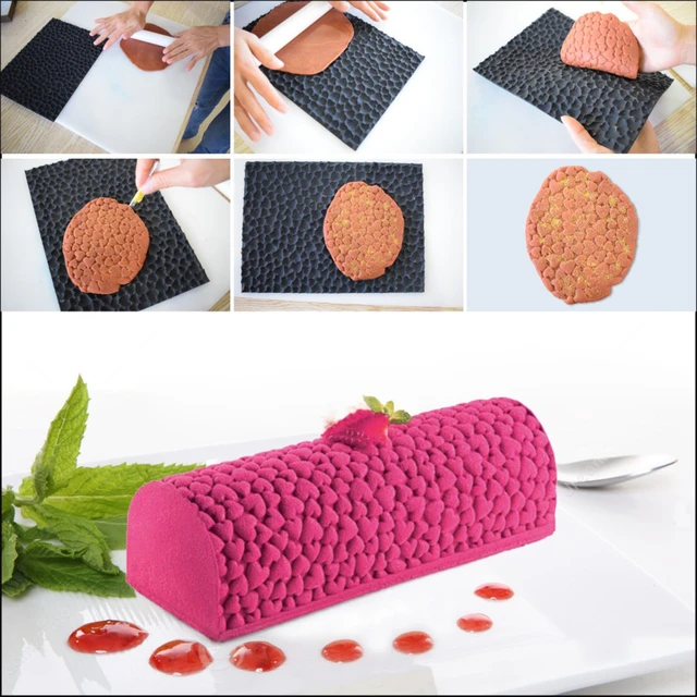 Molde de silicona para Mousse, alfombrilla de textura de rollo suizo, encaje de amor de corteza, alfombrilla para Fondant, herramientas de decoración de pastelería, accesorios para hornear