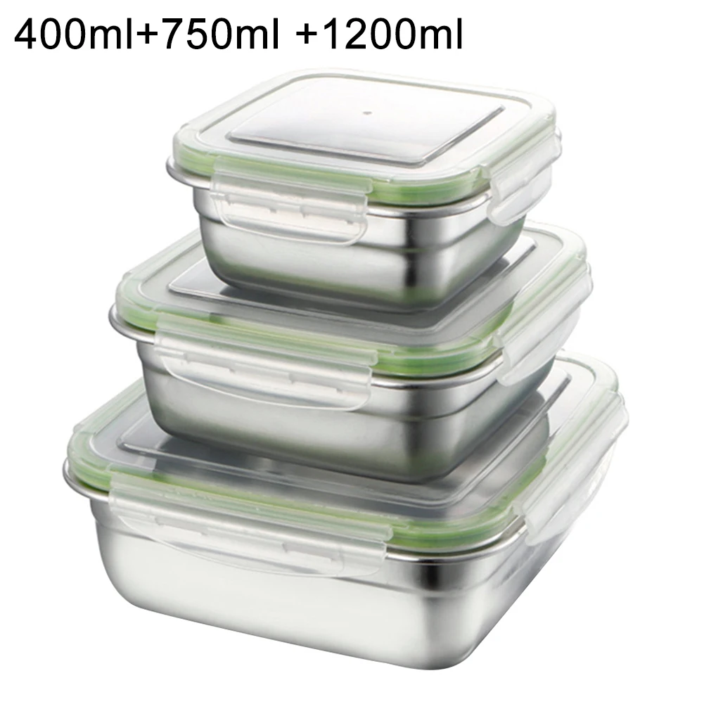 Hot 1/3Pcs 400/750/1200ml Food Storage Container Square Lunch Box Leakproof Bento