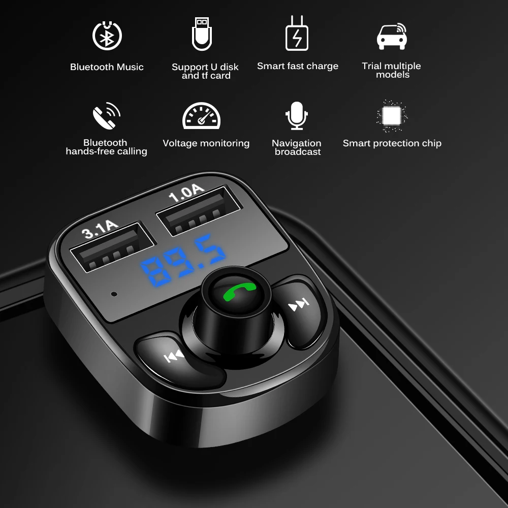 Fm-передатчик Aux модулятор Bluetooth Handsfree двойной зарядное устройство usb автомобильный комплект автомобильный аудио mp3-плеер с 3.1A Быстрая зарядка