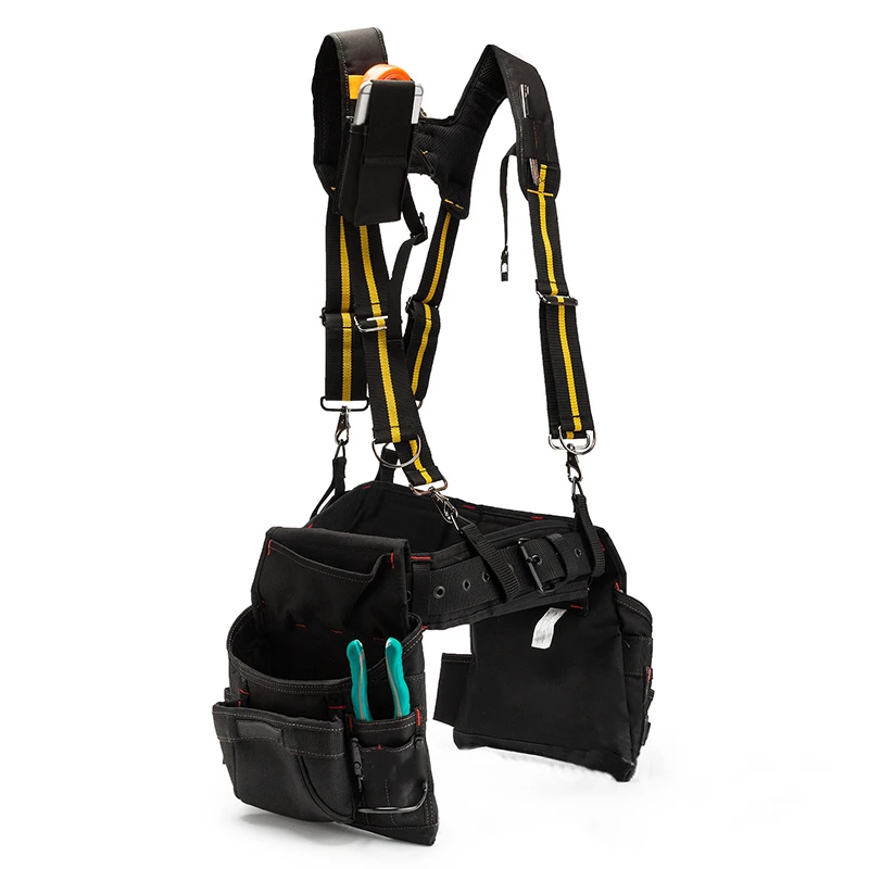 

H-type Design Padded Heavy Duty Work Tool Belt Braces Suspenders with 4 Support Loops for Reducing Waist Weight Tool Pouch