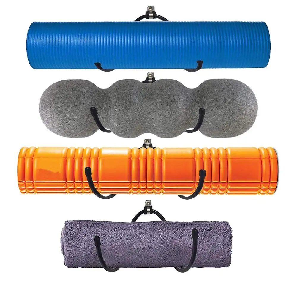Pmsanzay Multi-Purpose (Adjustable) Yoga/Exercise Mat Storage Hangers,Wall-Mounted Rack-Hangs Yoga Blocks, Towel, Foam Rollers