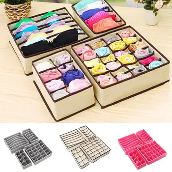 

4pcs Underwear Storage Boxes Socks Divider Drawer Lidded Closet Underwear Organizer Drawer By For Underwear Bras Socks Ties